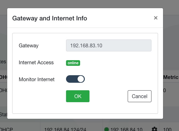Interface internet access monitoring