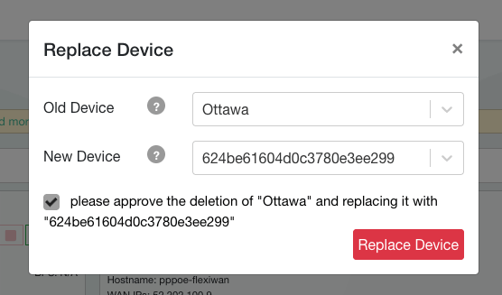 Restore Device-Replace Device